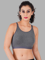 Faso Women's Cotton Sports Bra With Strap