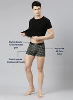 Faso Men's Cotton Stretch All Over Print Trunks