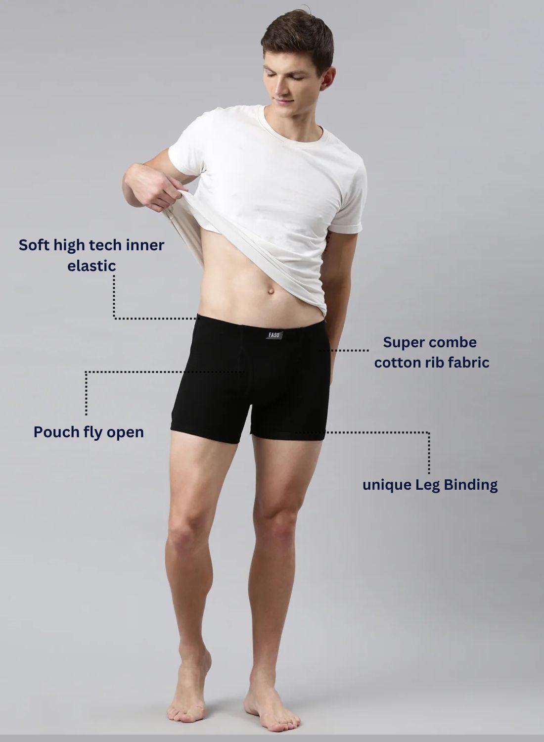 Faso Men's Cotton Inner Elastic Trunk (Pack of 2)