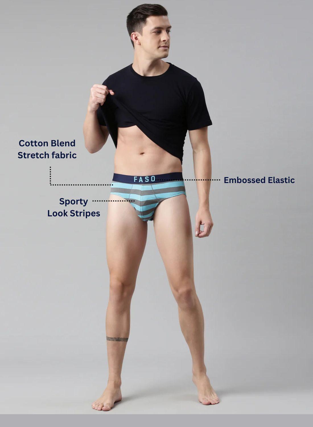 Faso Men's Cotton Yarn Dyed Striped Brief