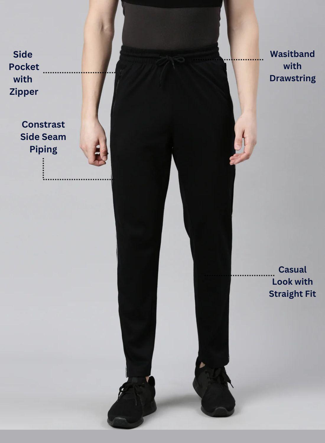 Faso Men's Cotton Side Seam Piping Track Pant