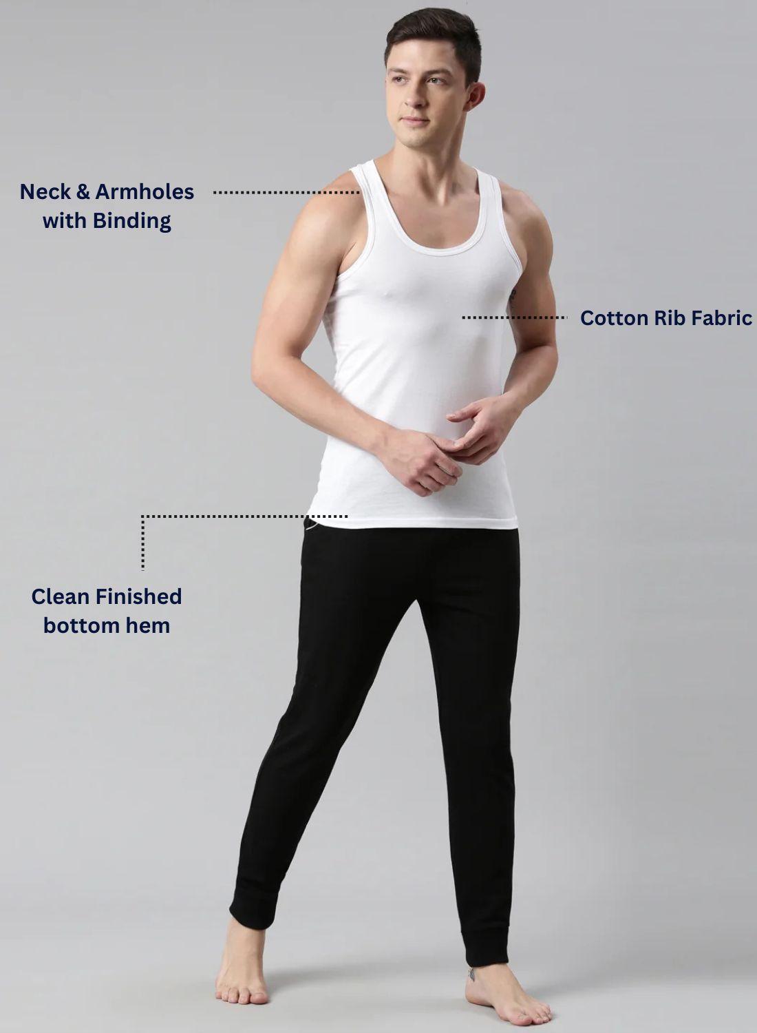 Faso Men's White Cotton Comfort Vest (Pack of 2)