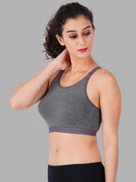 Faso Women's Cotton Sports Bra With Strap