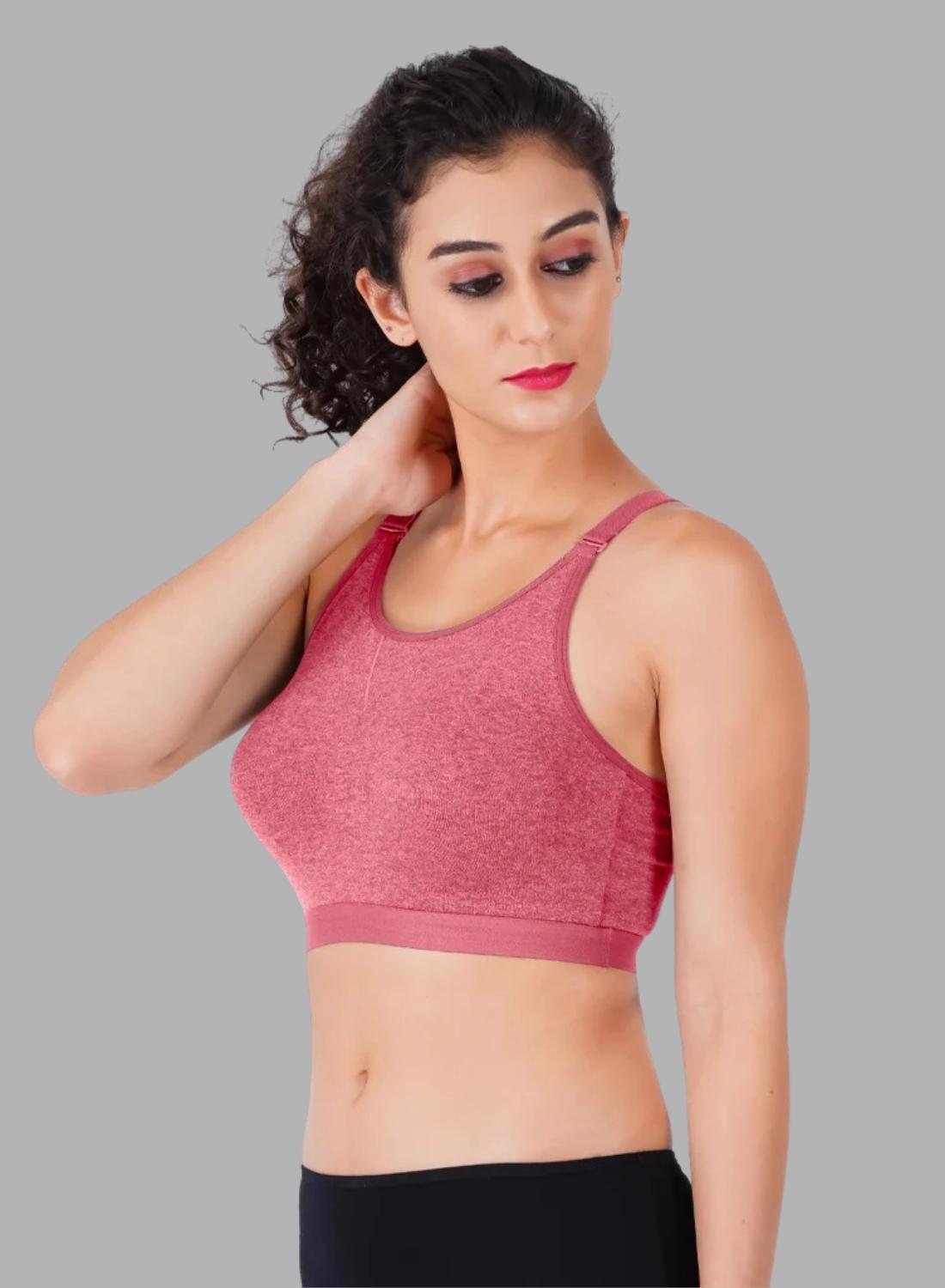 Faso Women's Cotton Sports Bra With Strap