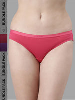 Faso Women's Cotton Outer Elastic Bikini (Pack of 3)