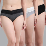 FASO Women’s Cotton Blend Lace Hipster Panties Pack of 3