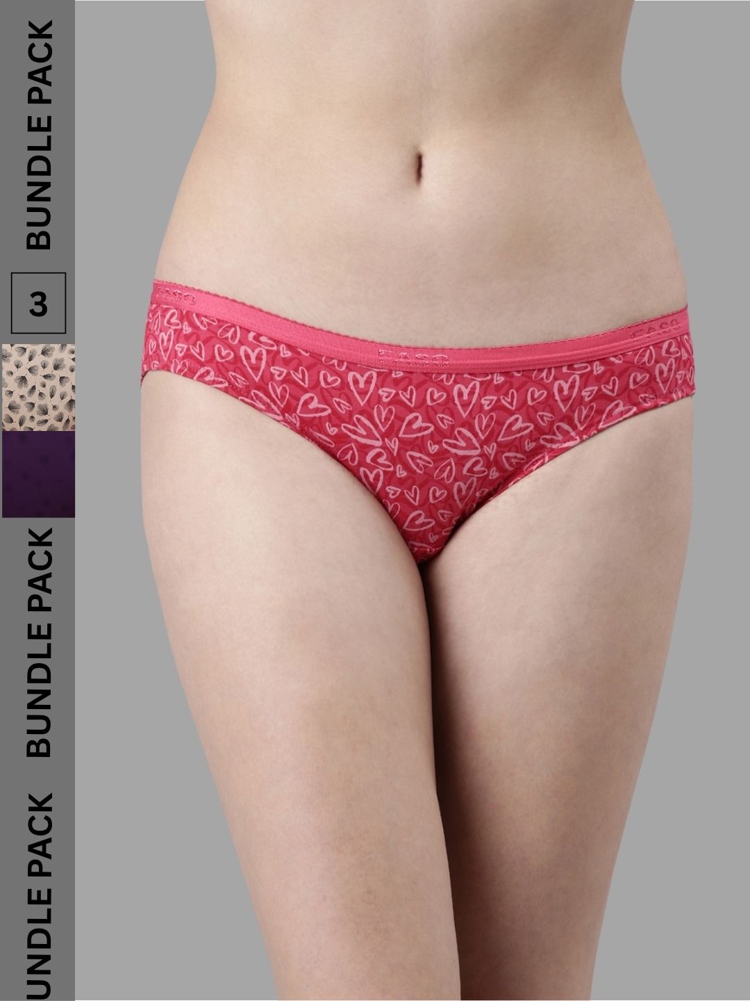 Faso Women's Cotton Outer Elastic Bikini (Pack of 3)
