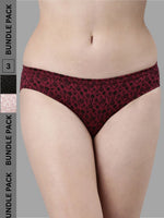 Faso Women's Cotton Inner Elastic Bikini (Pack of 3)