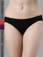 Faso Women's Cotton Outer Elastic Bikini (Pack of 3)