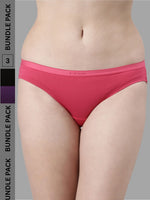 Faso Women's Cotton Outer Elastic Bikini (Pack of 3)