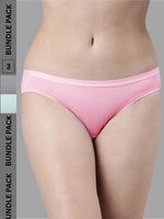 Faso Women's Cotton Outer Elastic Bikini (Pack of 3)
