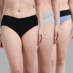 FASO Women’s Cotton Blend Lace Hipster Panties Pack of 3