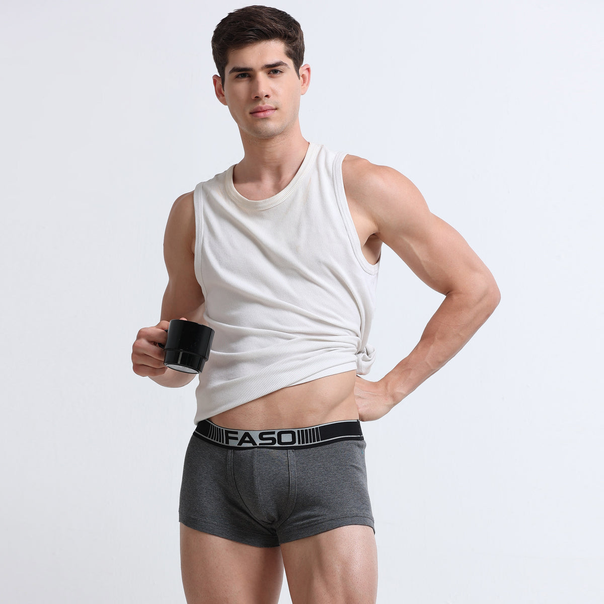 Faso Men's Cotton Neon Outer Elastic Trunk (Pack of 2)