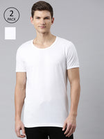 Faso Men's White Cotton RNS Vest (Pack of 2)