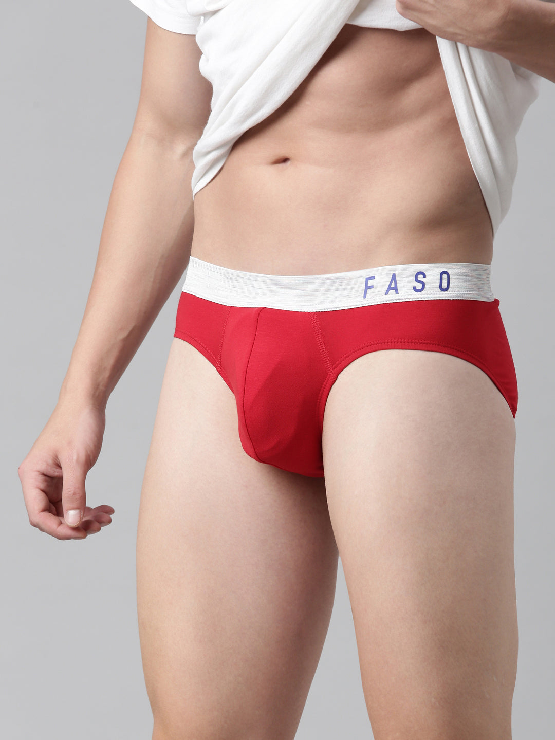 Faso Men's Cotton Metallic Elastic Brief