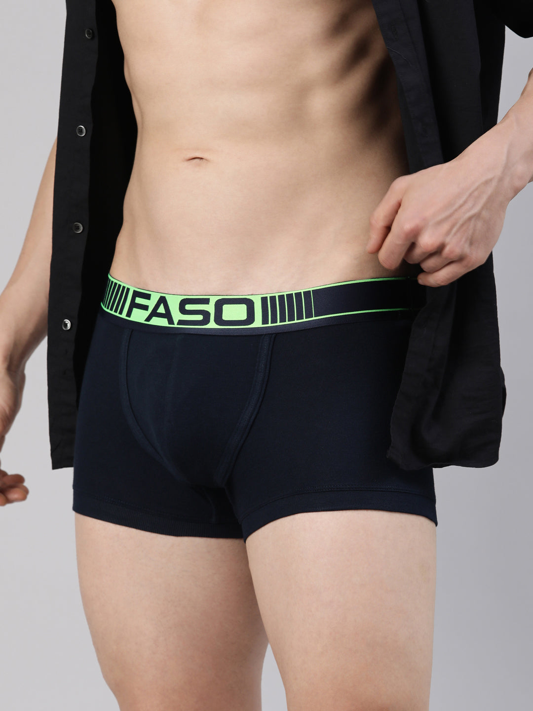 Faso Men's Cotton Neon Outer Elastic Trunk (Pack of 2)