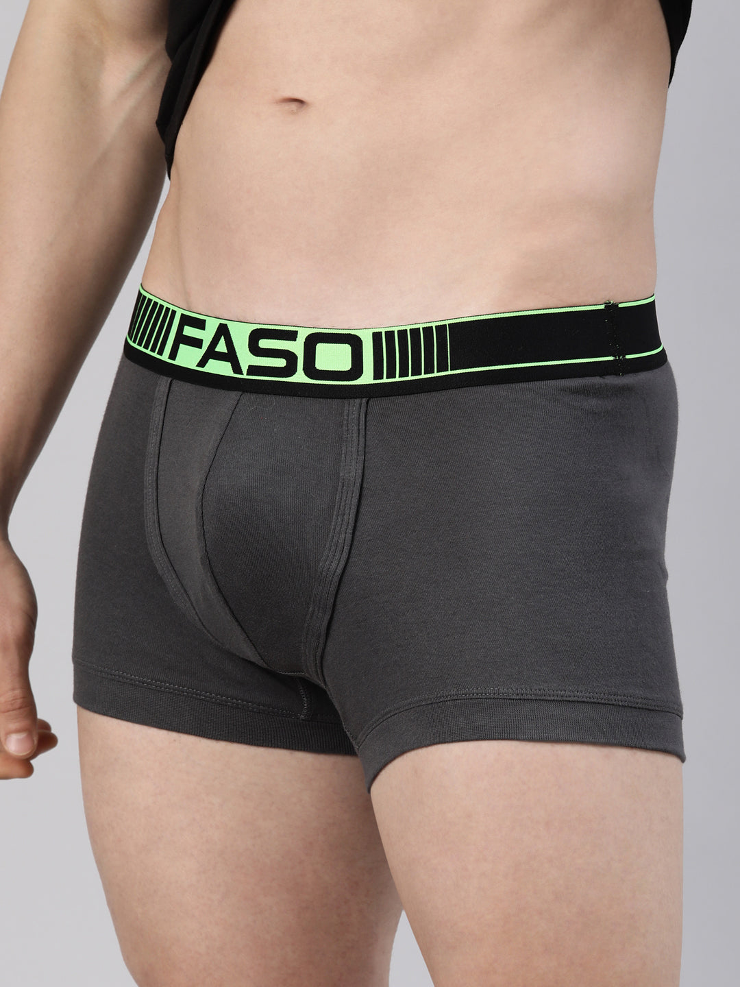 Faso Men's Cotton Neon Outer Elastic Trunk (Pack of 2)