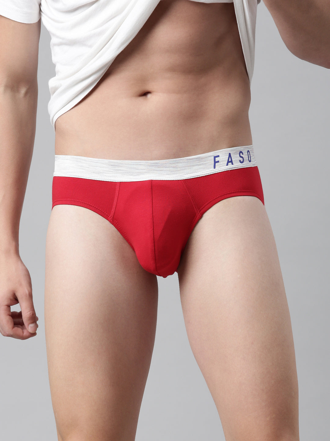 Faso Men's Cotton Metallic Elastic Brief