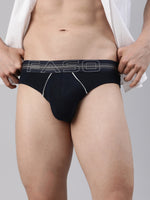 Faso Men's Cotton Contrast Rib Piping Brief (Pack of 2)