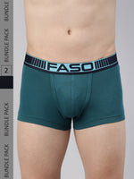 Faso Men's Cotton Neon Outer Elastic Trunk (Pack of 2)