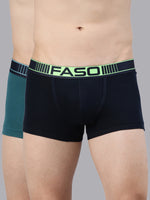 Faso Men's Cotton Neon Outer Elastic Trunk (Pack of 2)