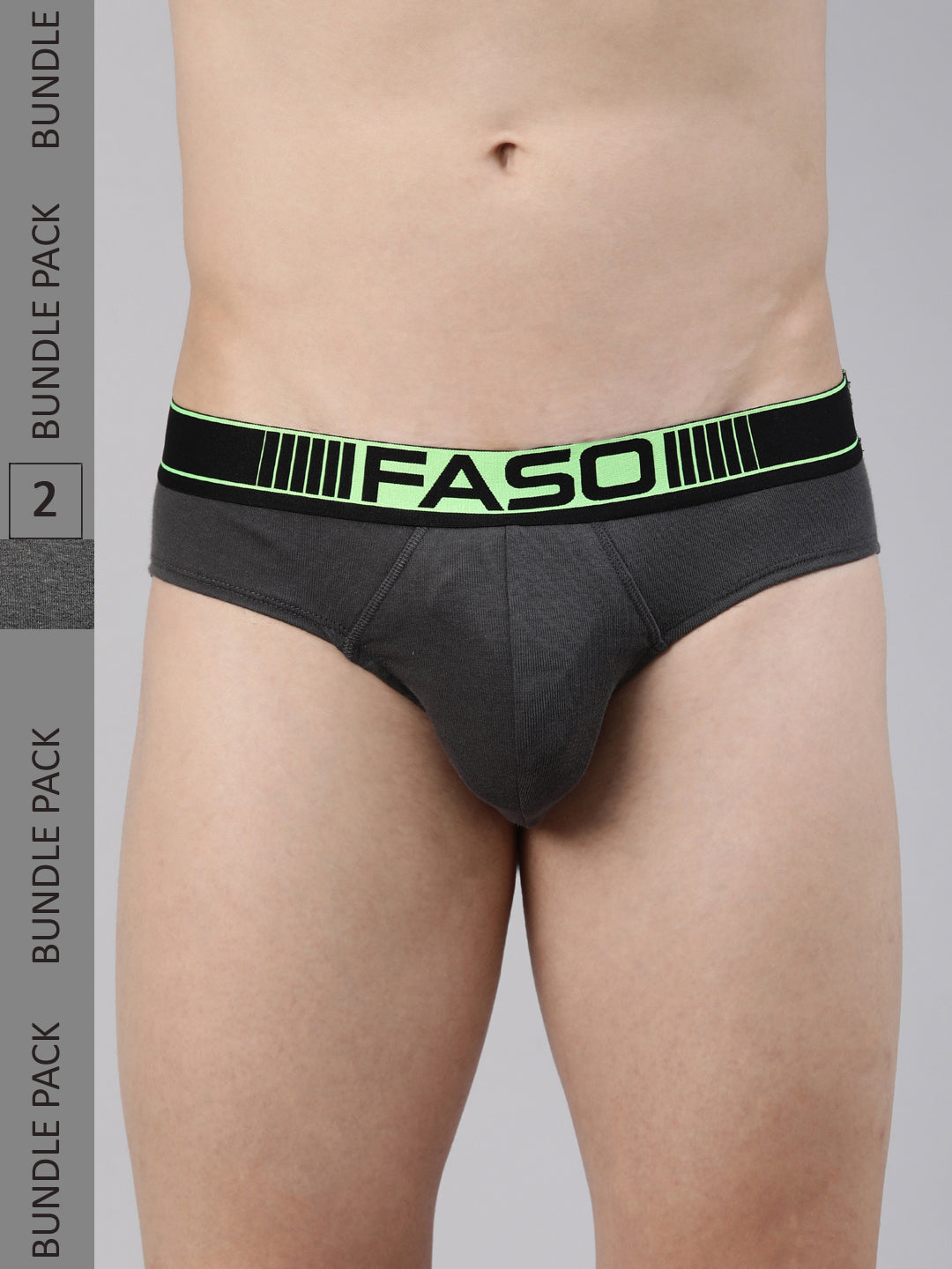 Faso Men's Cotton Neon Outer Elastic Brief (Pack of 2)