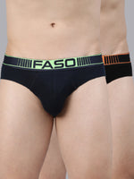 Faso Men's Cotton Neon Outer Elastic Brief (Pack of 2)