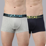 Faso Men's Cotton Neon Outer Elastic Trunk (Pack of 2)