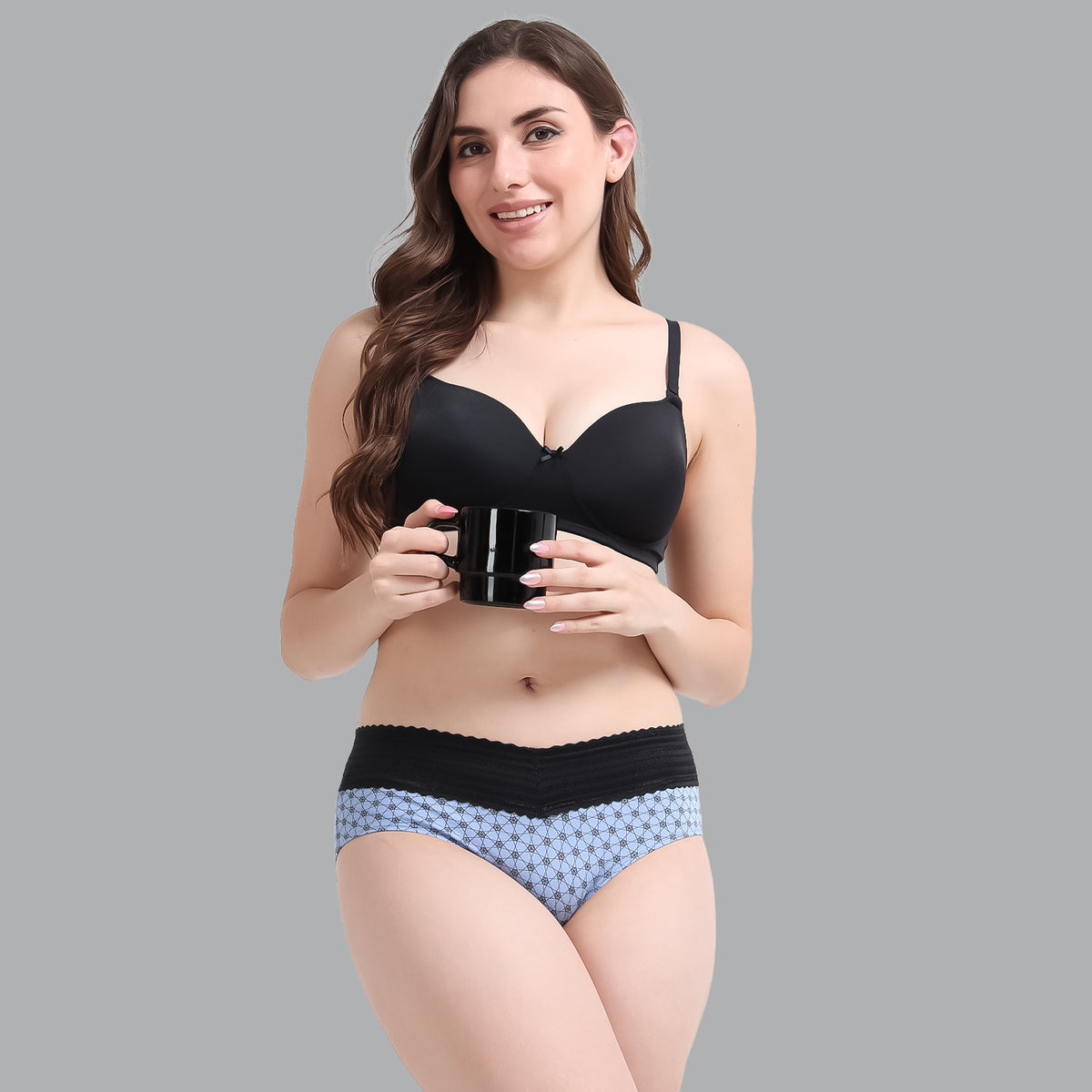 FASO Women’s Cotton Blend Lace Hipster Panties Pack of 3