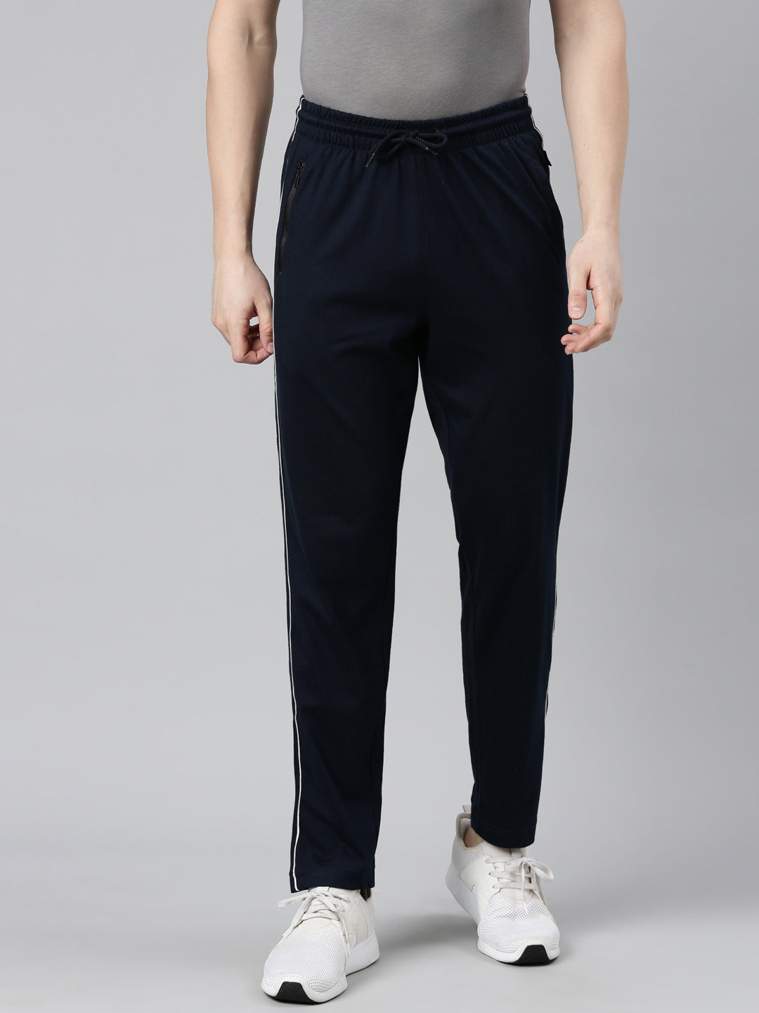 Faso Men's Cotton Side Seam Piping Track Pant