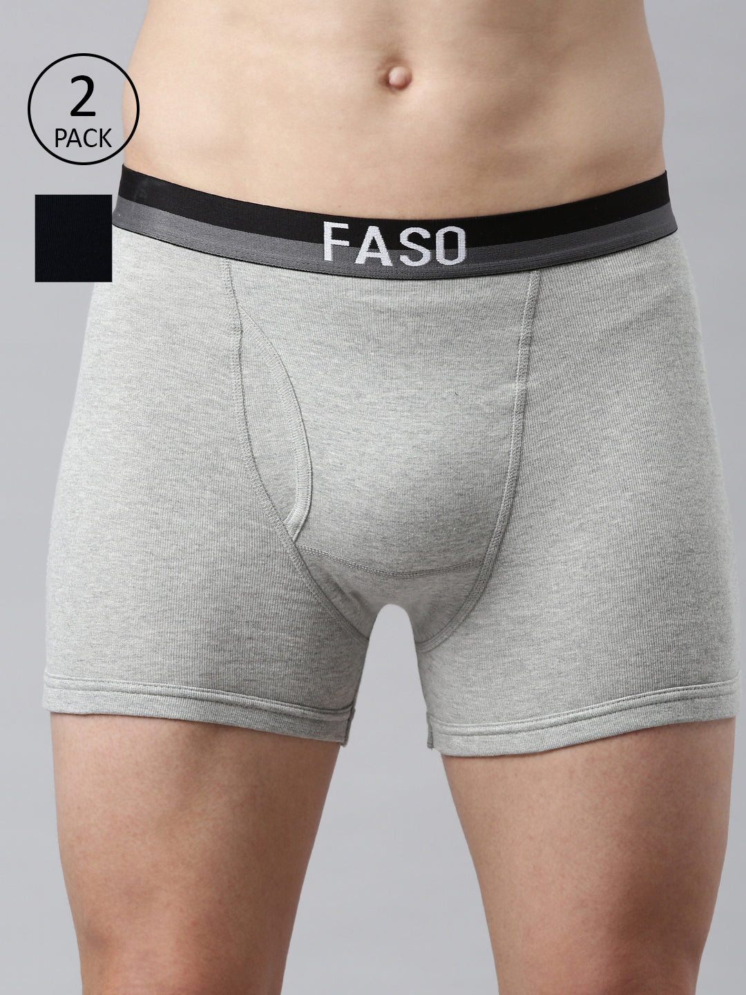 Faso Men's Cotton Outer Elastic Trunk (Pack of 2)