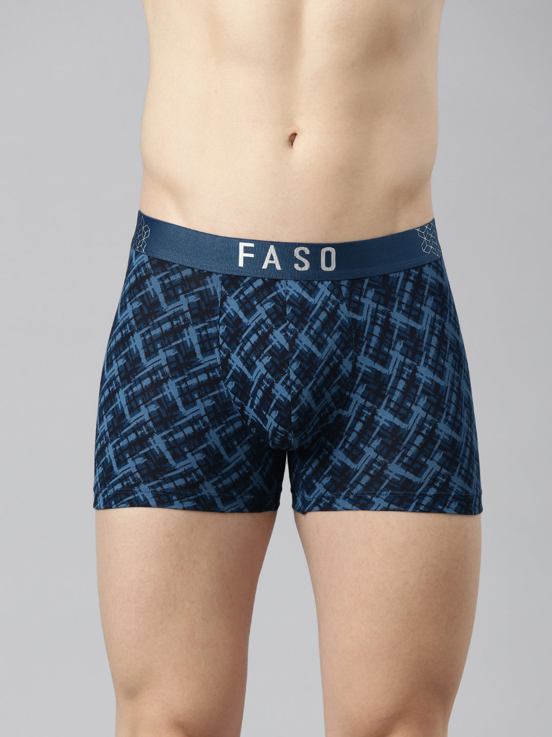 Faso Men's Cotton Stretch All Over Print Trunks
