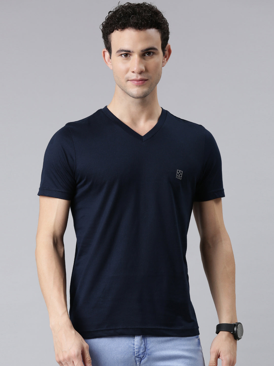 FASO Men’s Soft Cotton V-Neck T-Shirt