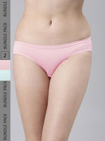 Faso Women's Cotton Inner Elastic Bikini (Pack of 2)