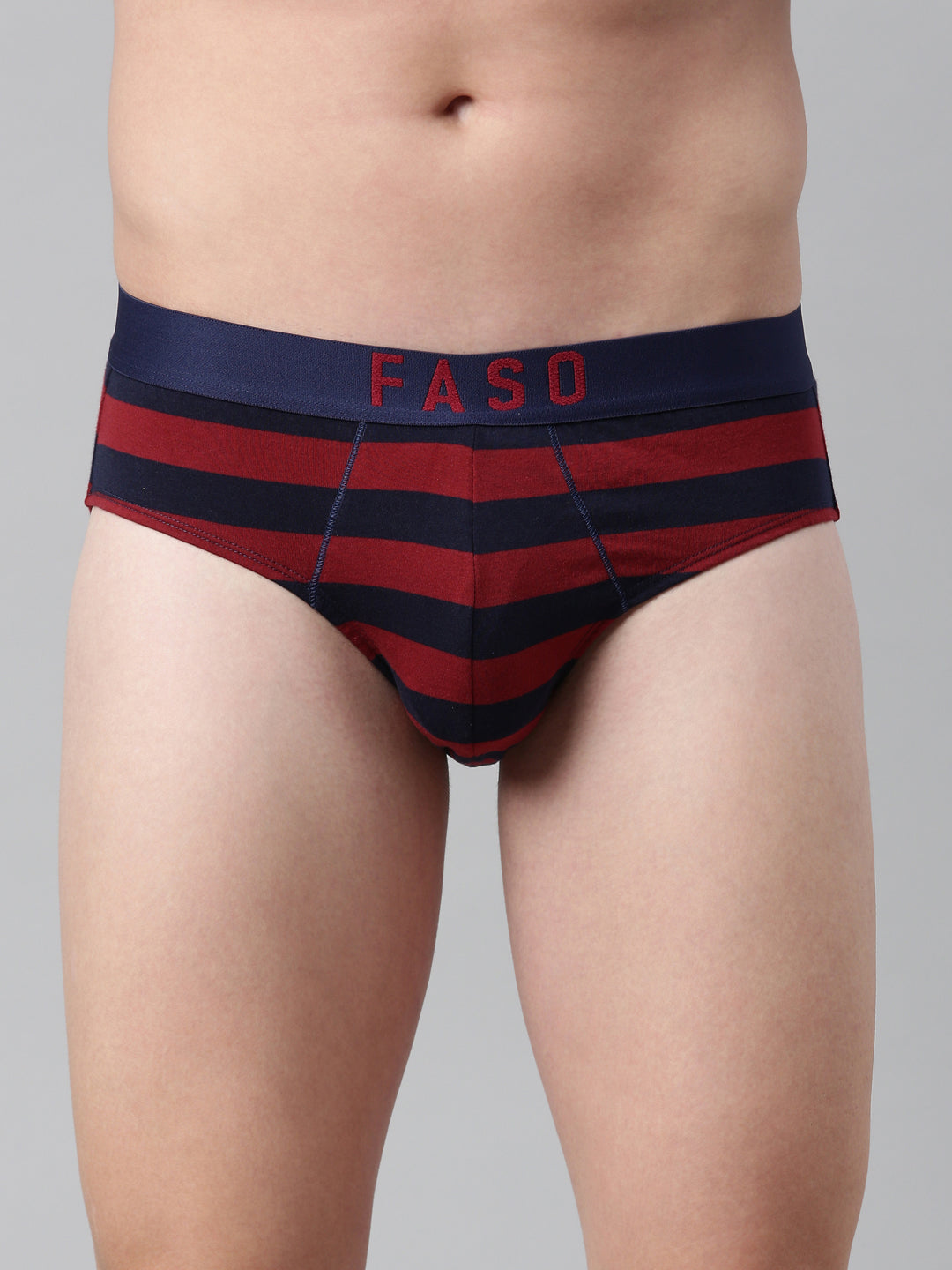 Faso Men's Cotton Yarn Dyed Striped Brief