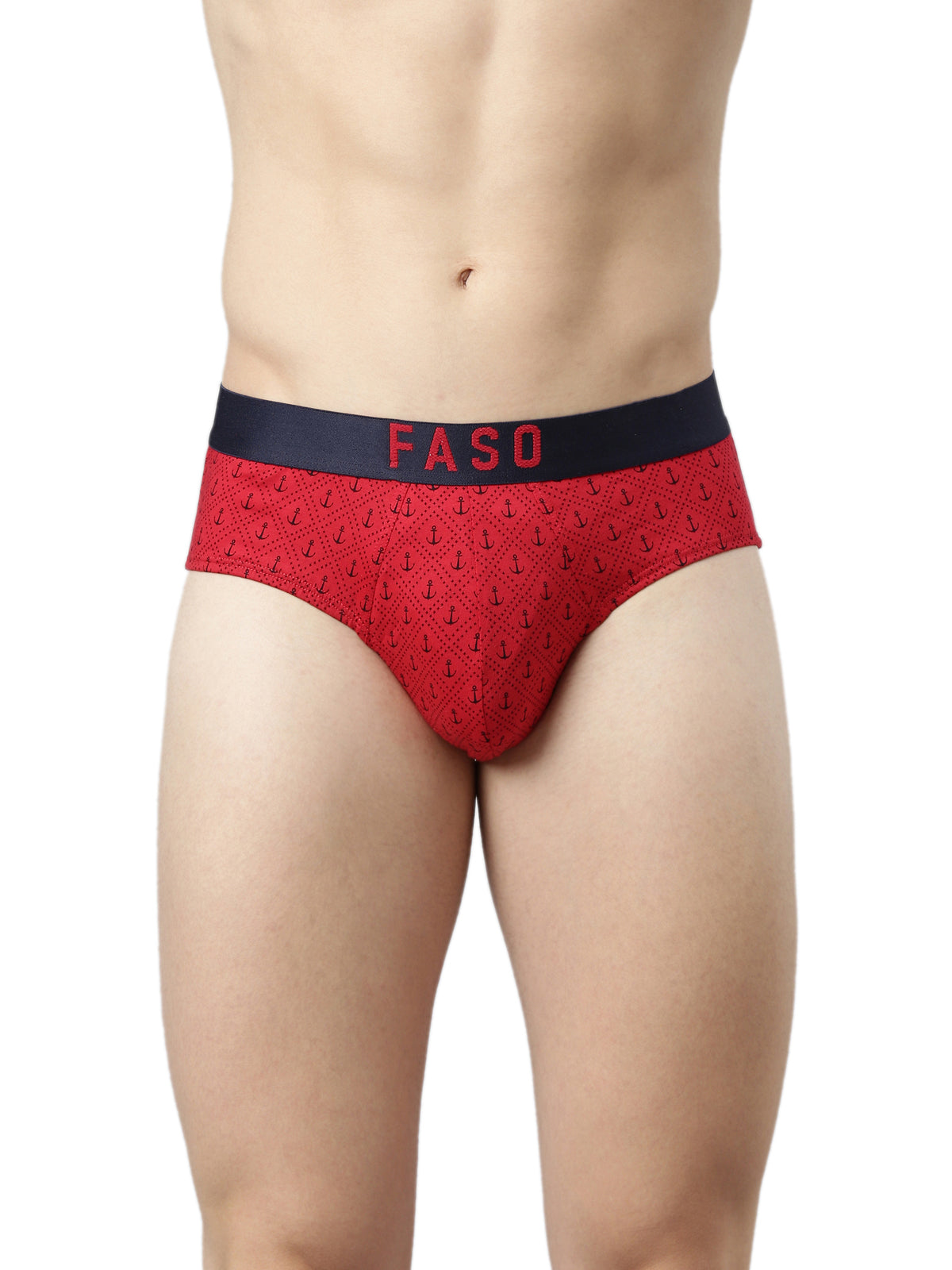 Faso Men's Cotton Outer Elastic All Over Print Brief