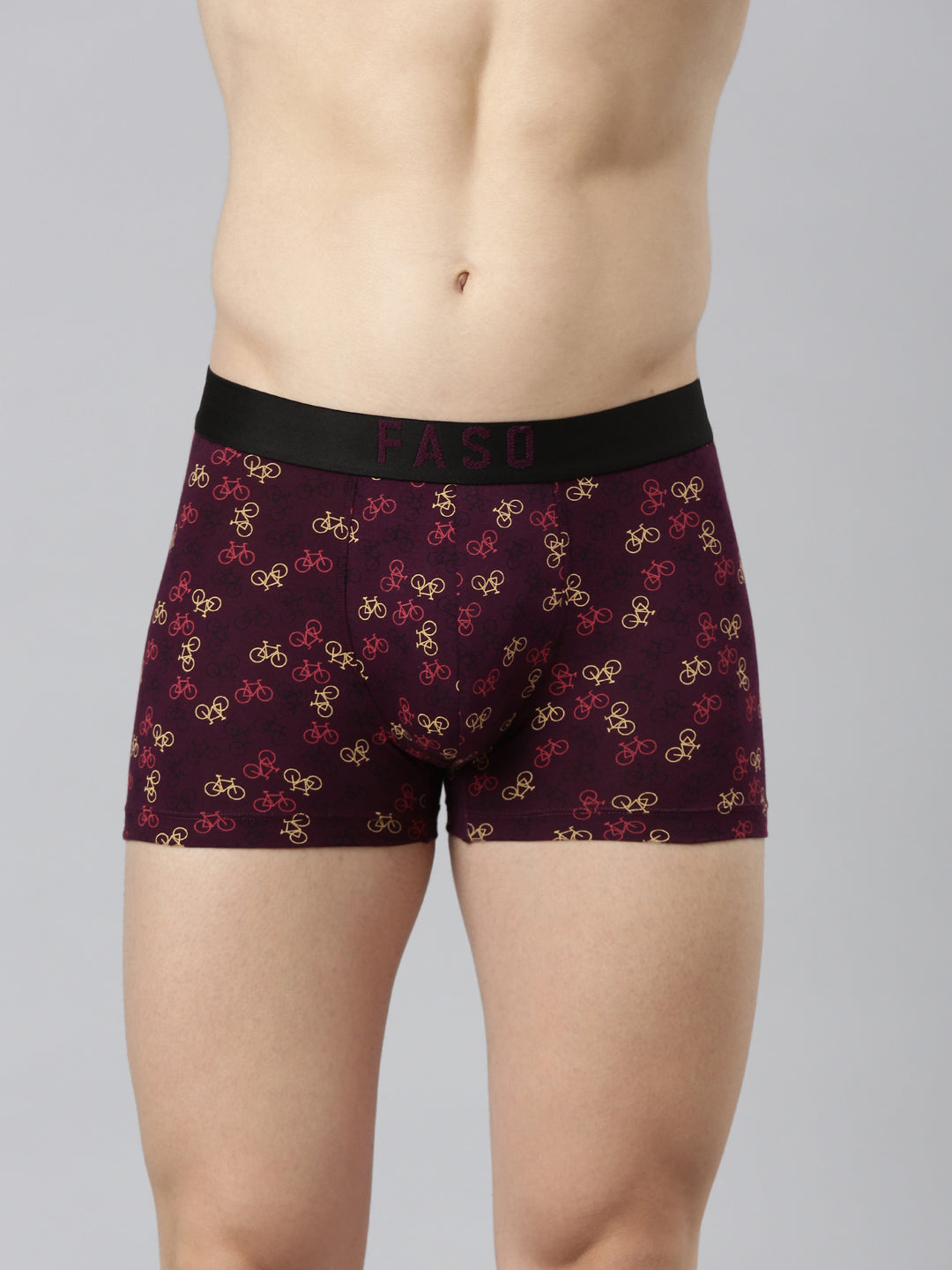 Faso Men's Cotton Outer Elastic All Over Print Trunk