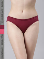 Faso Women's Cotton Inner Elastic Bikini (Pack of 2)