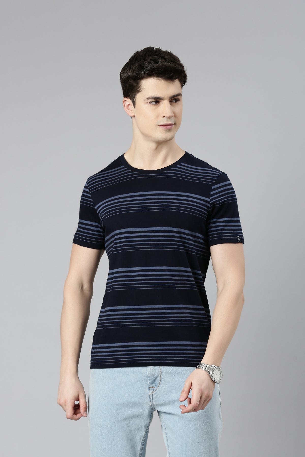 FASO Men’s Gradient Stripes Yarn Dyed Cotton T-Shirt