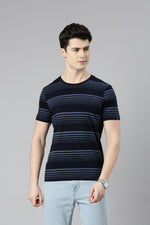 FASO Men’s Gradient Stripes Yarn Dyed Cotton T-Shirt