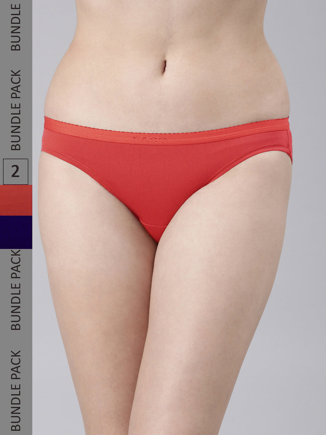 Faso Women's Cotton Outer Elastic Bikini (Pack of 2)