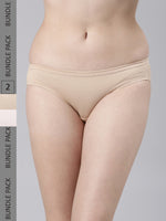 Faso Women's Cotton Inner Elastic Bikini (Pack of 2)