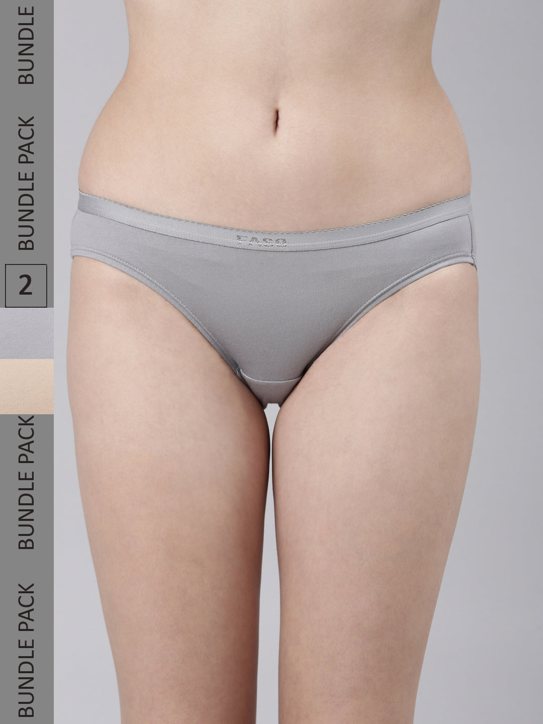 Faso Women's Cotton Outer Elastic Bikini (Pack of 2)