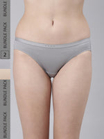 Faso Women's Cotton Outer Elastic Bikini (Pack of 2)