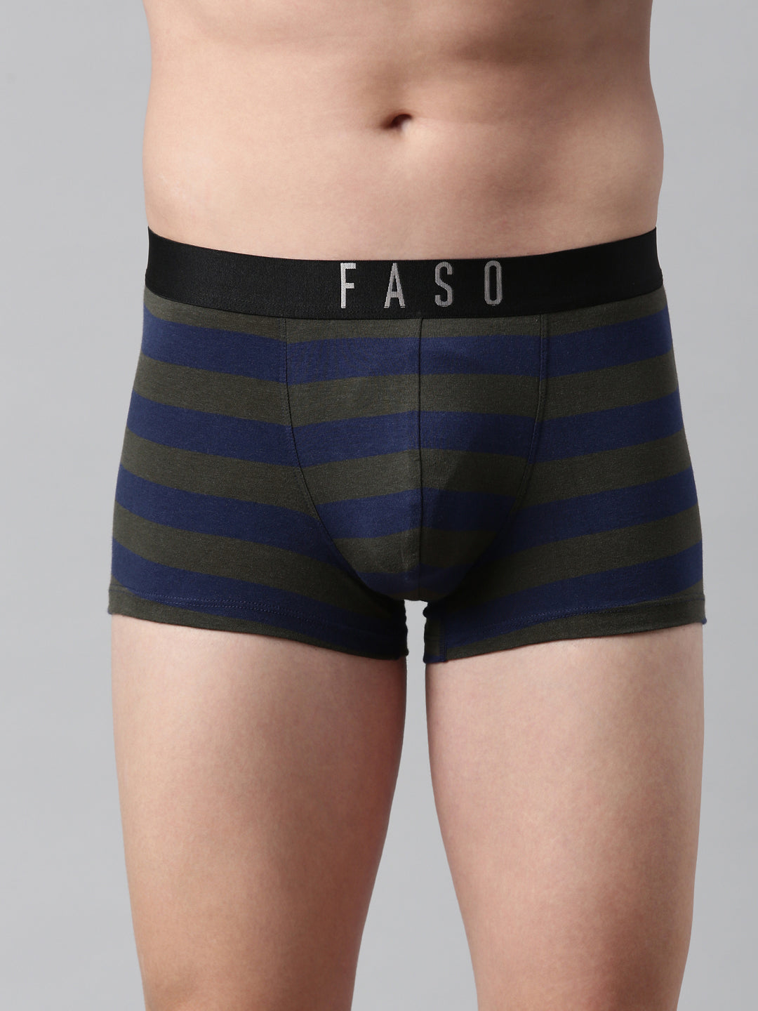 Faso Men's Cotton Yarn Dyed Striped Trunk