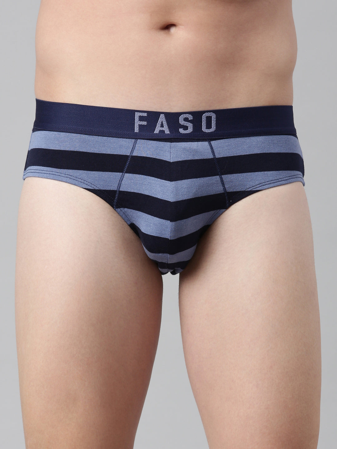 Faso Men's Cotton Yarn Dyed Striped Brief