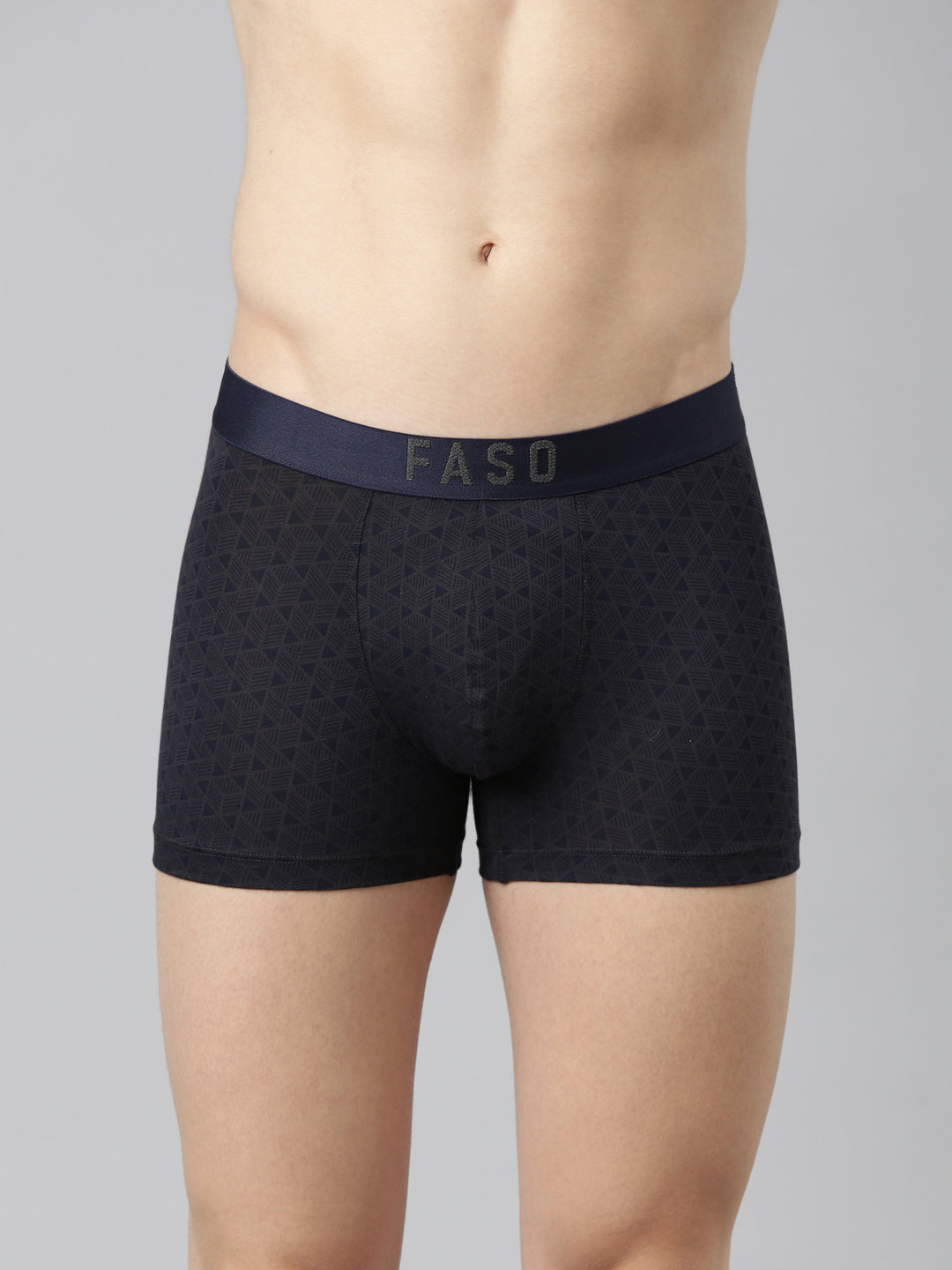 Faso Men's Cotton Outer Elastic All Over Print Trunk