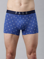 Faso Men's Cotton Stretch All Over Print Trunks
