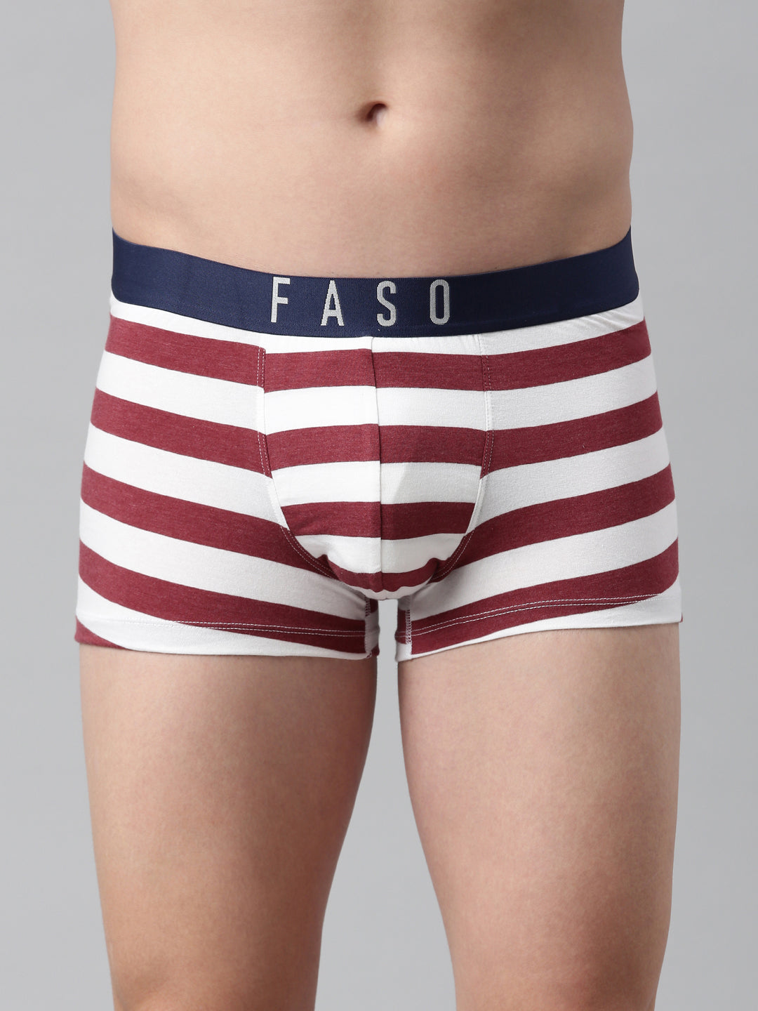 Faso Men's Cotton Yarn Dyed Striped Trunk