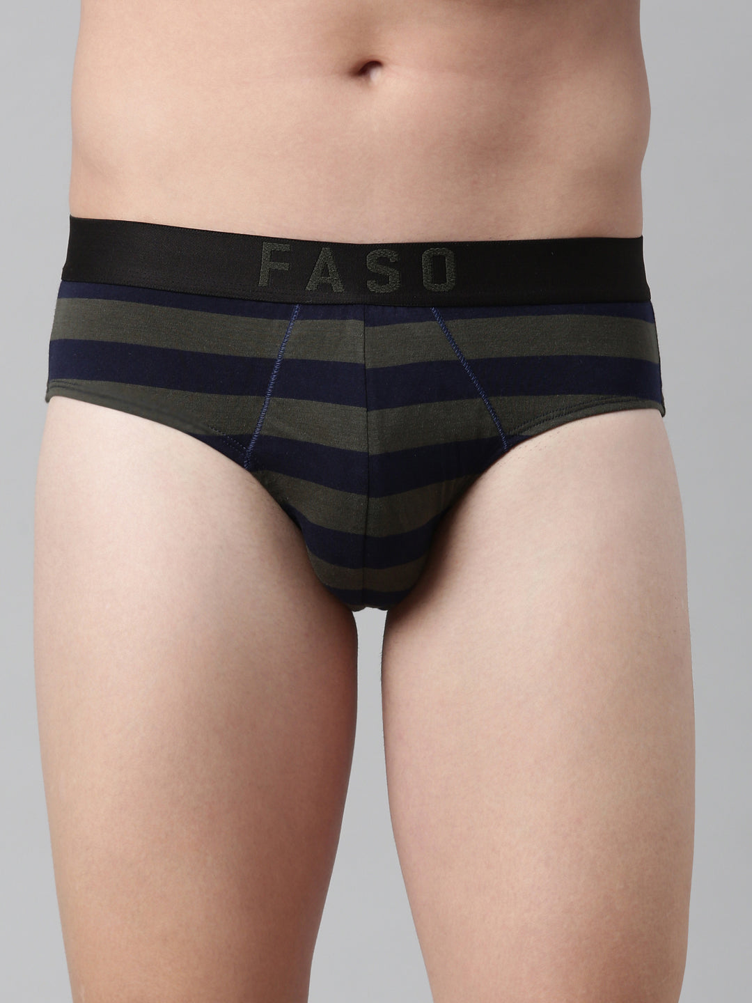 Faso Men's Cotton Yarn Dyed Striped Brief